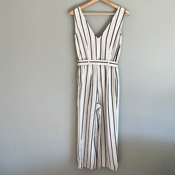 MADEWELL WOMEN’S Striped Pull-On Jumpsuit Linen Cotton Blend Size XXS - Picture 5 of 14